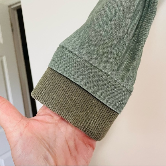 Michael Stars Military Anorak Green Linen Jacket Zipper Tie Waist Size Small - Picture 7 of 10